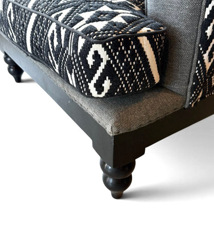 Tribal Black And White Upholstered Chair