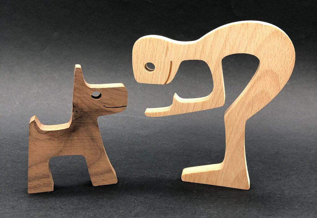 Pair of Yukon Design Studio PAWFECT Wood Carvings /b