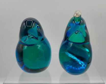 Pair of Vtg MCM Swedish Art Glass Song Birds /b