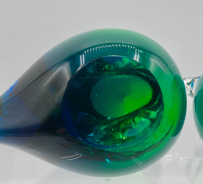 Pair of Vtg MCM Swedish Art Glass Song Birds /b