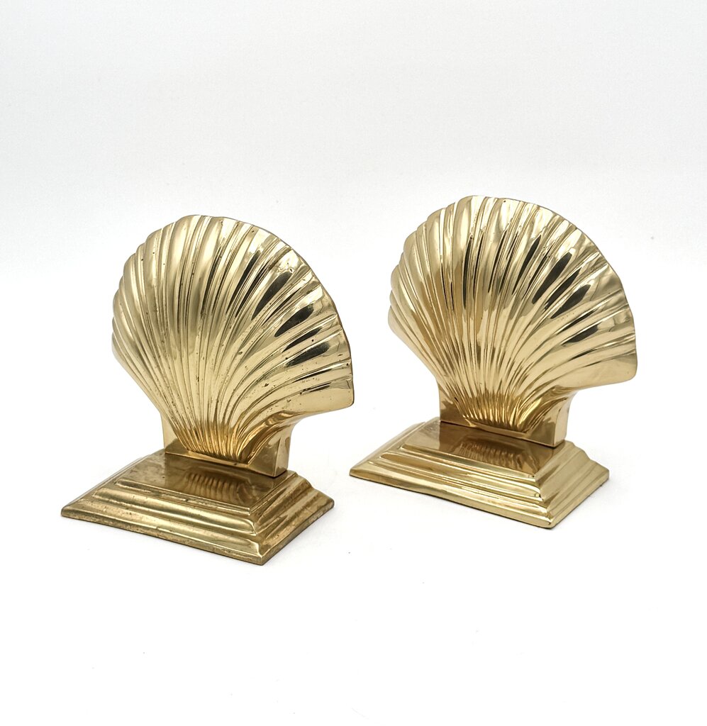 VTG Brass Set of 2 Clamshell Bookends