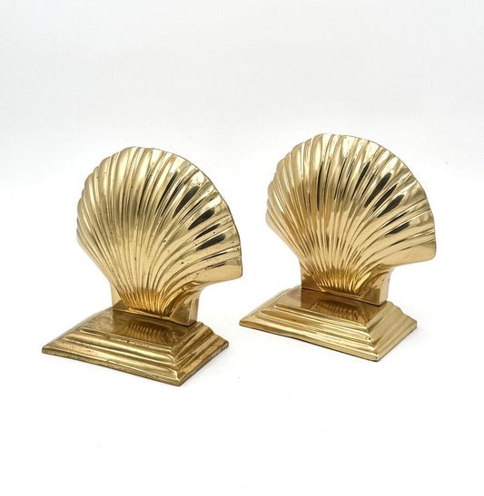 VTG Brass Set of 2 Clamshell Bookends