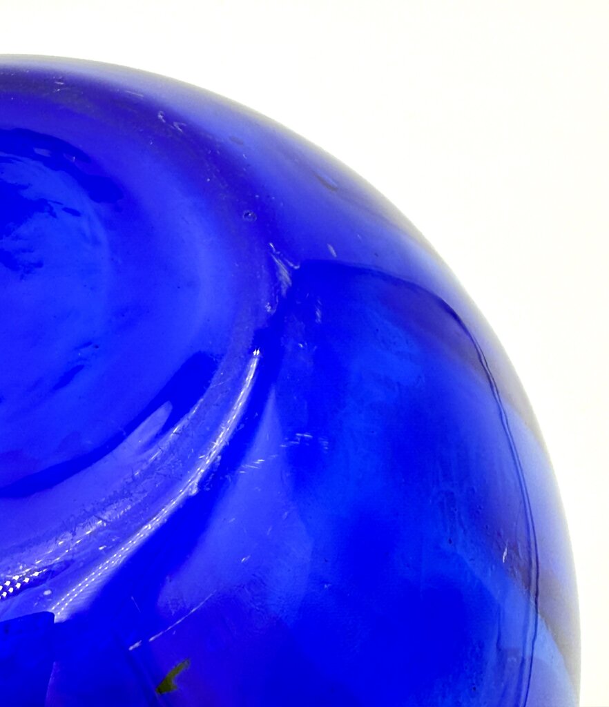 VTG Handblown Cobalt Blue Ruffled Glass Vase
