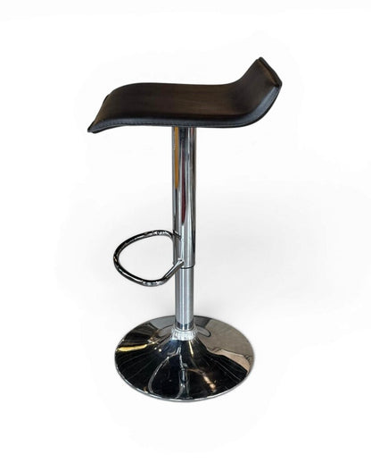 Pair Of 2 Black Faux Leather And Chrome Adjustable Stools