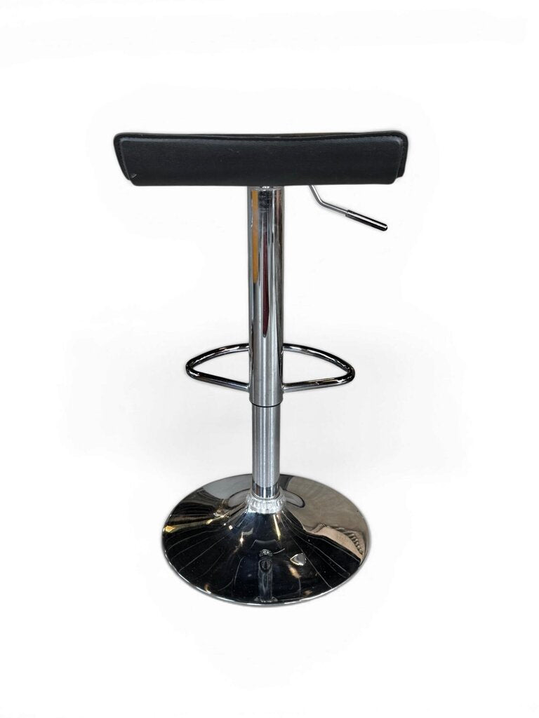 Pair Of 2 Black Faux Leather And Chrome Adjustable Stools