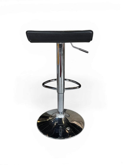 Pair Of 2 Black Faux Leather And Chrome Adjustable Stools