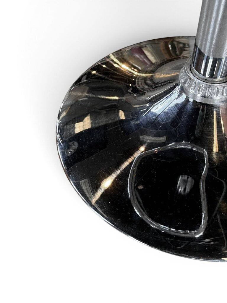 Pair Of 2 Black Faux Leather And Chrome Adjustable Stools