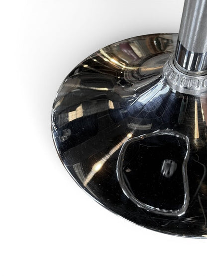 Pair Of 2 Black Faux Leather And Chrome Adjustable Stools