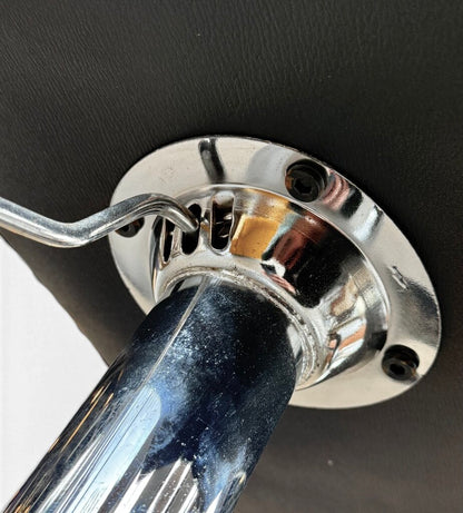 Pair Of 2 Black Faux Leather And Chrome Adjustable Stools