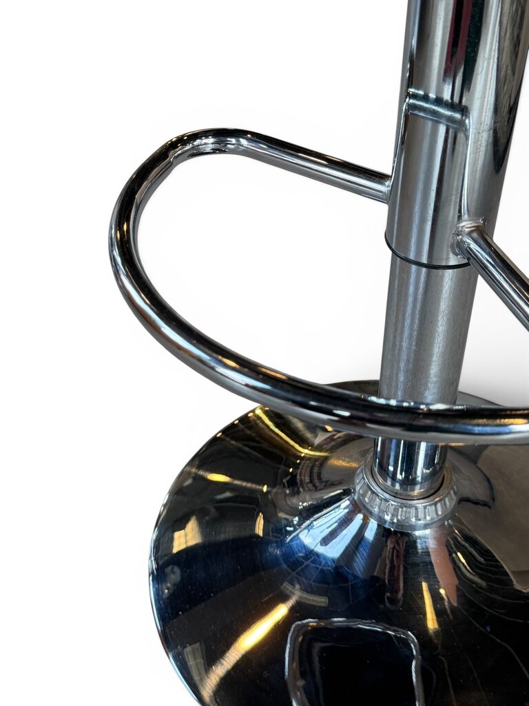 Pair Of 2 Black Faux Leather And Chrome Adjustable Stools