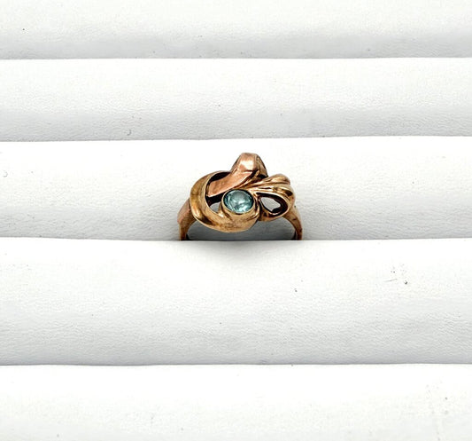 VTG 10k Gold And Aquamarine Art Deco Ring