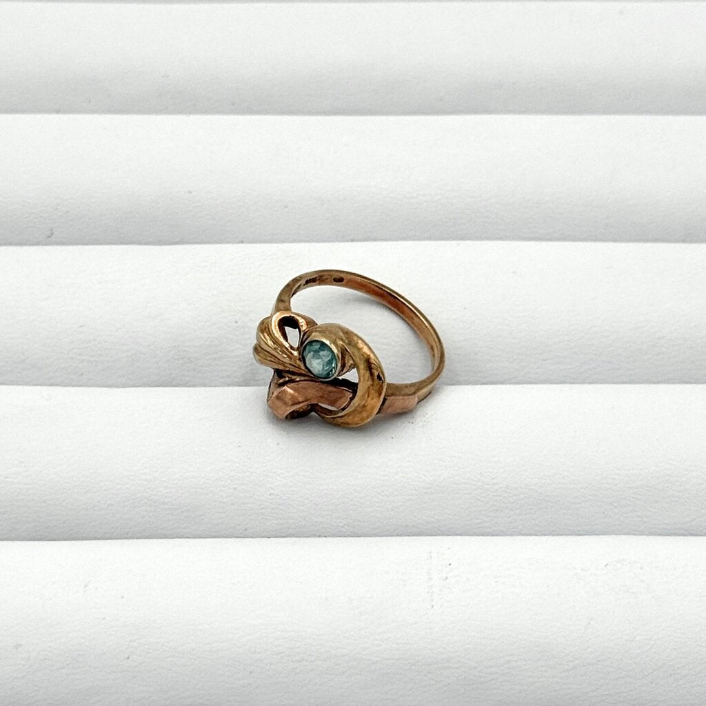 VTG 10k Gold And Aquamarine Art Deco Ring