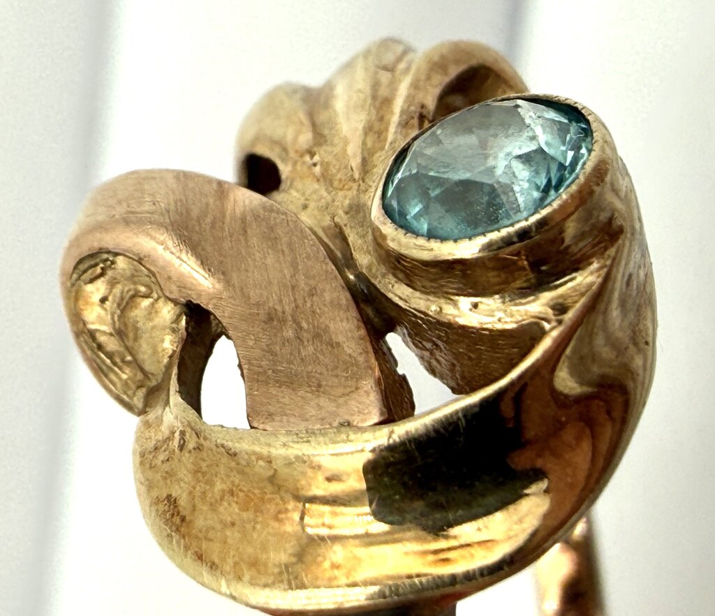 VTG 10k Gold And Aquamarine Art Deco Ring