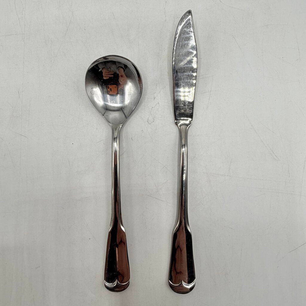 Vintage 27pc. National Stainless Japan “Olde Salem” Flatware Forks Knives Spoons Discontinued /cb