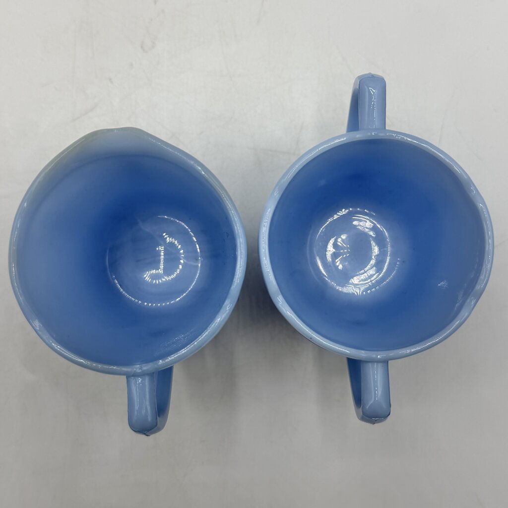 1930s Jeanette Cherry Blossom Delphite Blue Child’s Creamer Sugar Bowl & Plate /cb