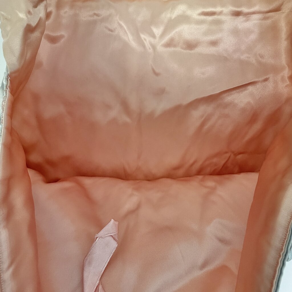 Vintage Blue & Pink Satin Lingerie Hosiery Hanky Keeper Expandable Storage /cb
