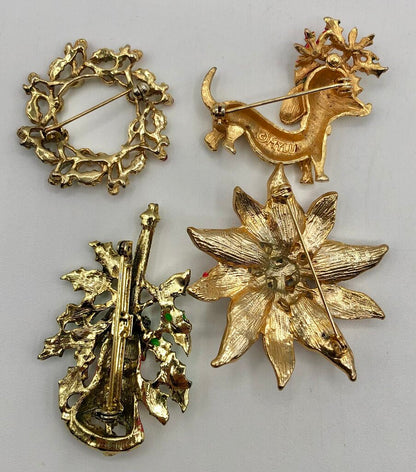 Vintage Lot of 4 Xmas Brooches ~ Mylu/ etc. /b