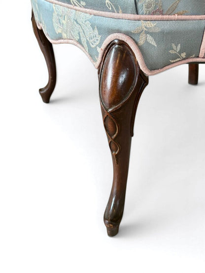 Light Blue French Louis Style Tub Armchair