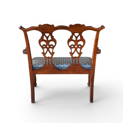 Century Blue Upholstered Bench