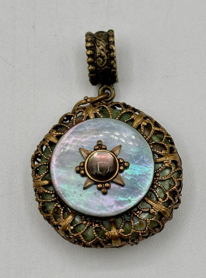 Set of 3 Pendants - Carved Jade, Mosaic Jade Stone, Silver - Toned Disc (Pendants Only) /j