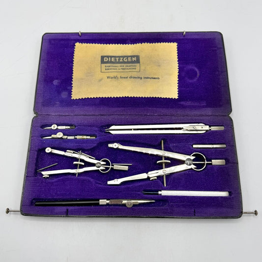 Dietzgen Globe Vintage Drafting Compass Set 1282 PJ In Case Made In Germany /cb
