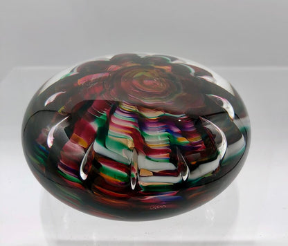 Vtg Artisan Blown Glass Crimped Ribbon/ Urchin Paperweight /b