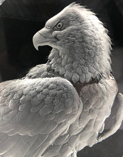 Signed Mats Jonasson Bald Eagle Lead Crystal Sculpture /b