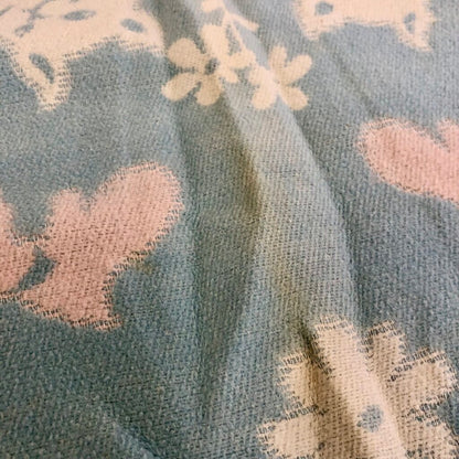 2 Vintage Baby Blankets 100% Cotton Kittens & Bears /b