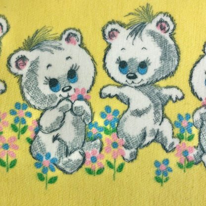 2 Vintage Baby Blankets 100% Cotton Kittens & Bears /b