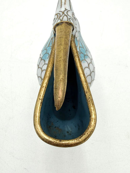 VTG Chinese Cloisonne Pelican Figurine With Base