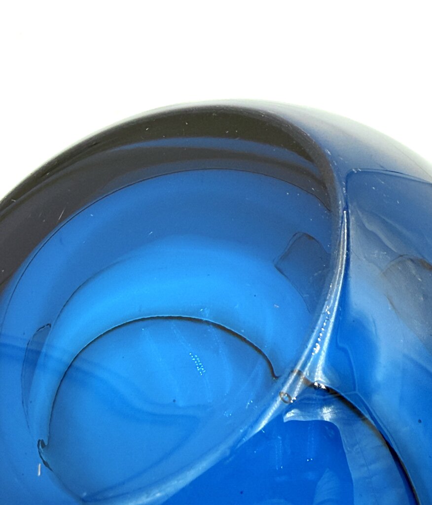 VTG MCM Slanted Orb Ashtray Cobalt Viking Glass