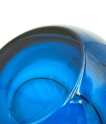 VTG MCM Slanted Orb Ashtray Cobalt Viking Glass
