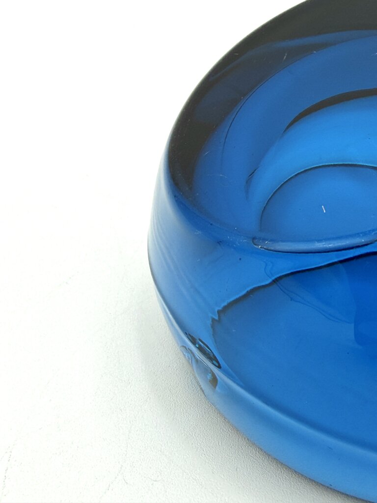 VTG MCM Slanted Orb Ashtray Cobalt Viking Glass