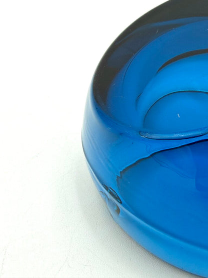 VTG MCM Slanted Orb Ashtray Cobalt Viking Glass