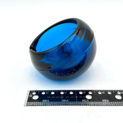 VTG MCM Slanted Orb Ashtray Cobalt Viking Glass