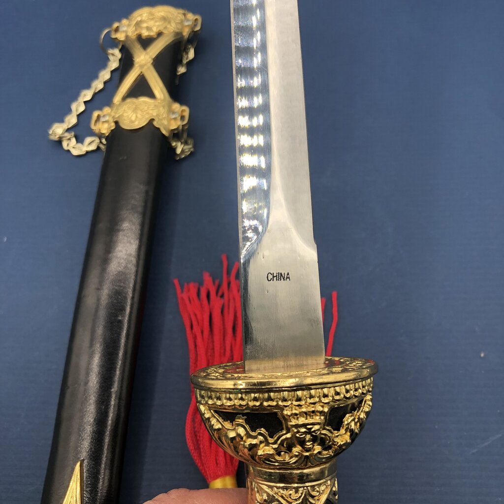 Decorative Chinese Straight Knife/ Sword w/ Sheath /b