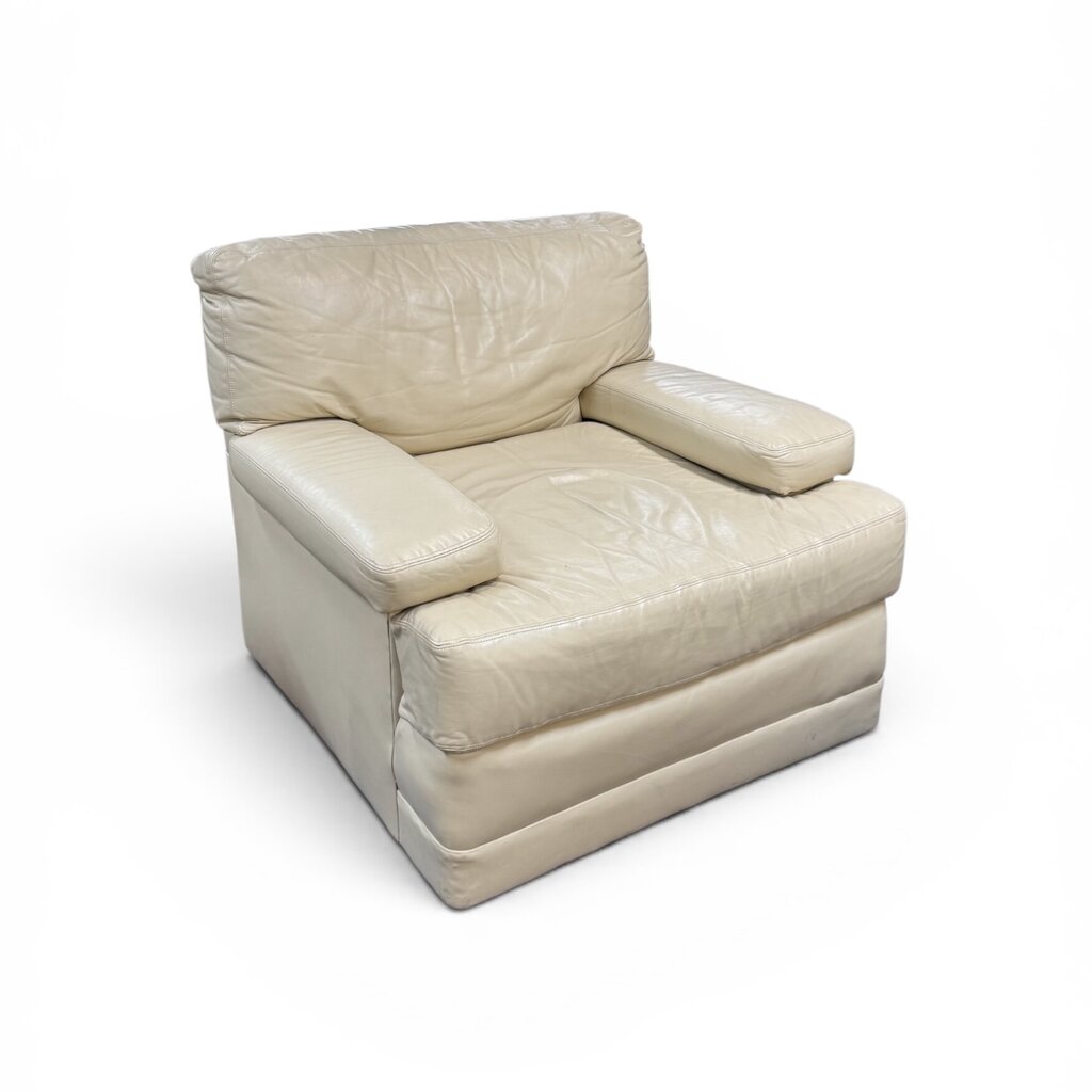 Genuine Reid Leather Cream Chair