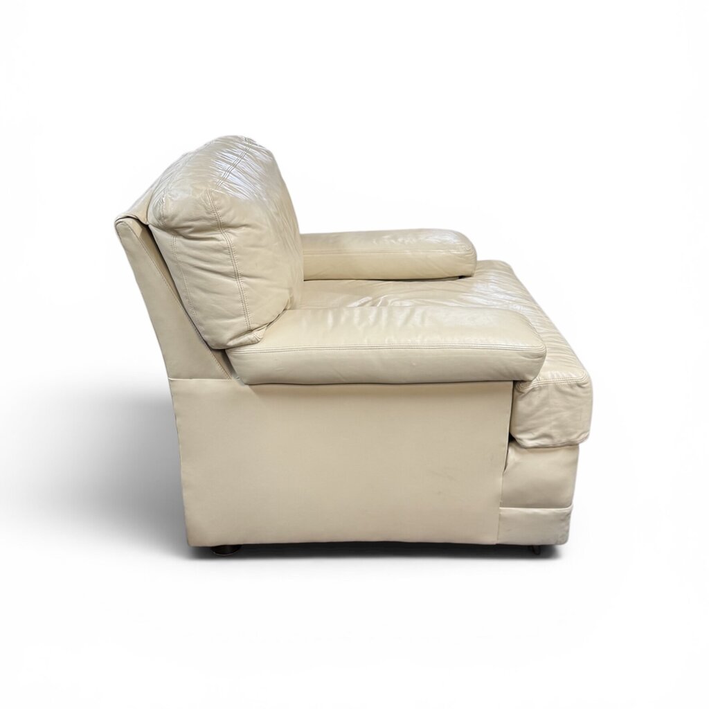 Genuine Reid Leather Cream Chair
