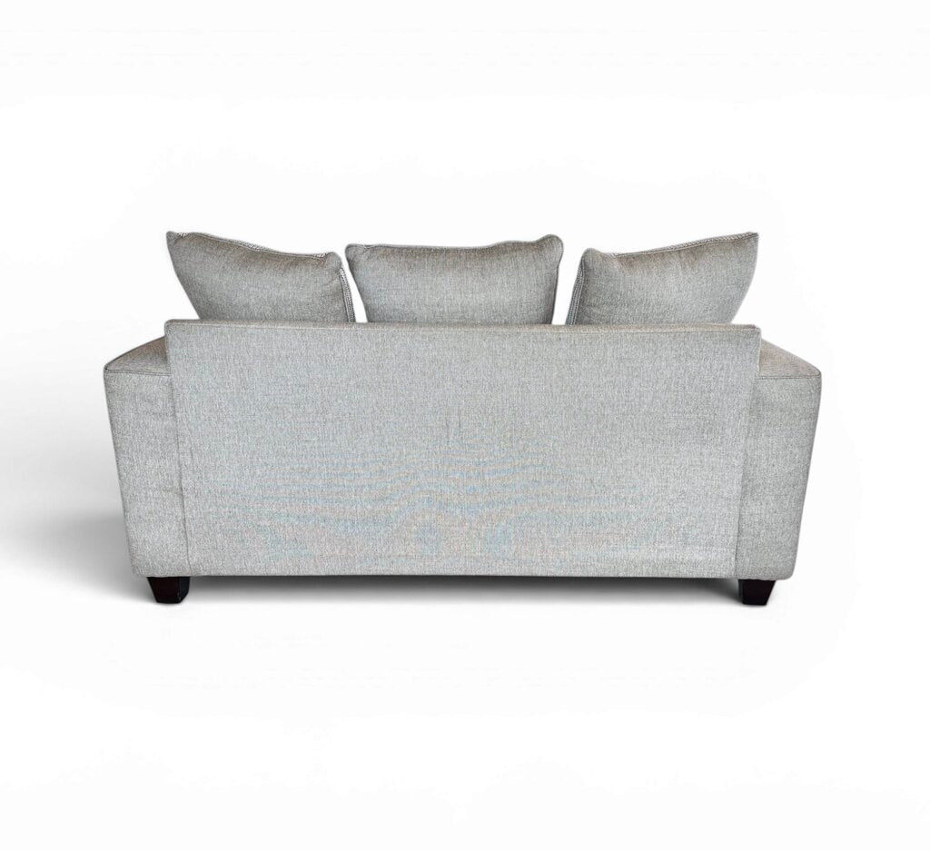 Tan 2 Seater Couch with Striped Pillows