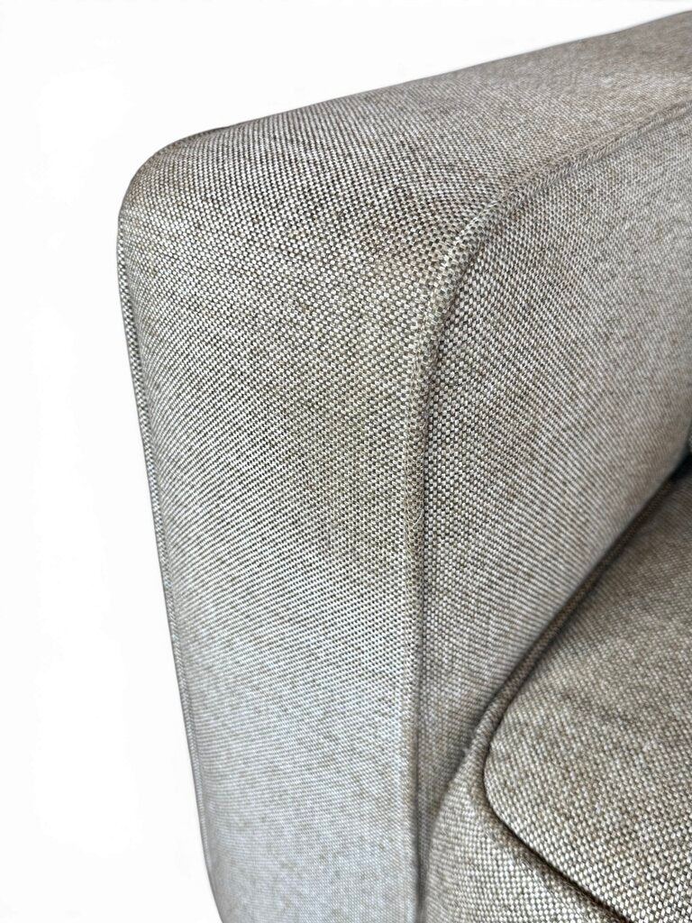 Tan 2 Seater Couch with Striped Pillows
