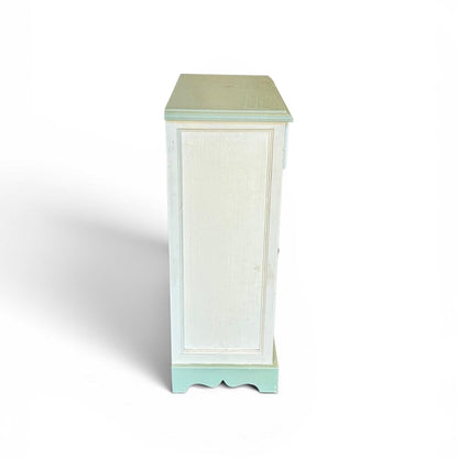 Hand Painted Small Cabinet & Matching Mirror Set