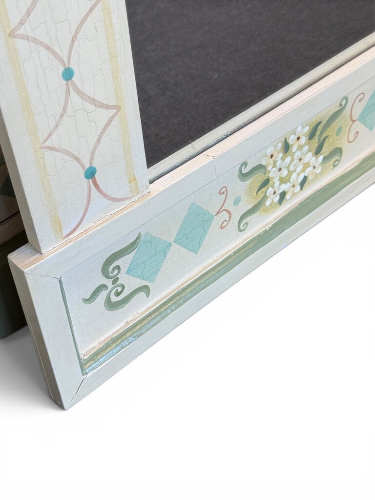 Hand Painted Small Cabinet & Matching Mirror Set