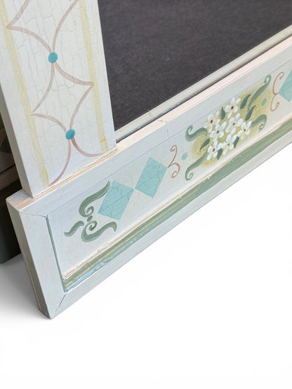 Hand Painted Small Cabinet & Matching Mirror Set