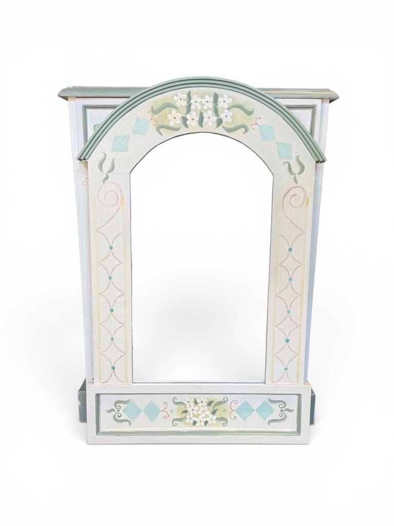 Hand Painted Small Cabinet & Matching Mirror Set