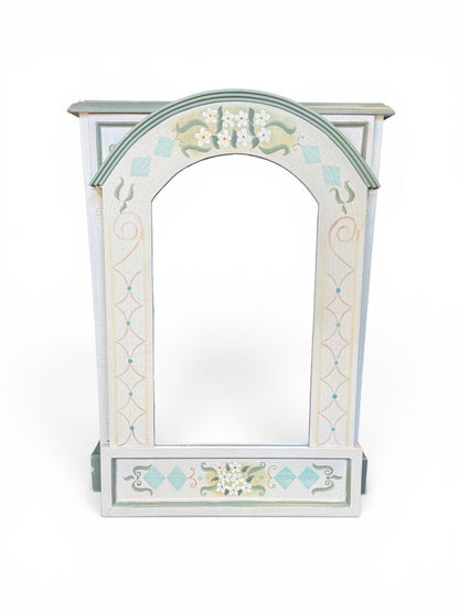 Hand Painted Small Cabinet & Matching Mirror Set