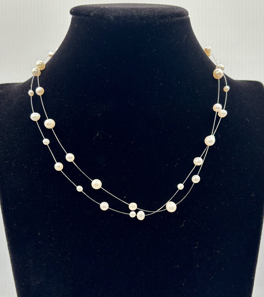 JCM Floating Pearl Necklace w/ 14K Clasp /j