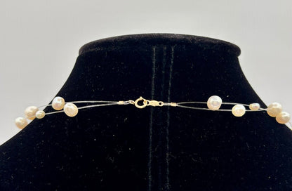 JCM Floating Pearl Necklace w/ 14K Clasp /j