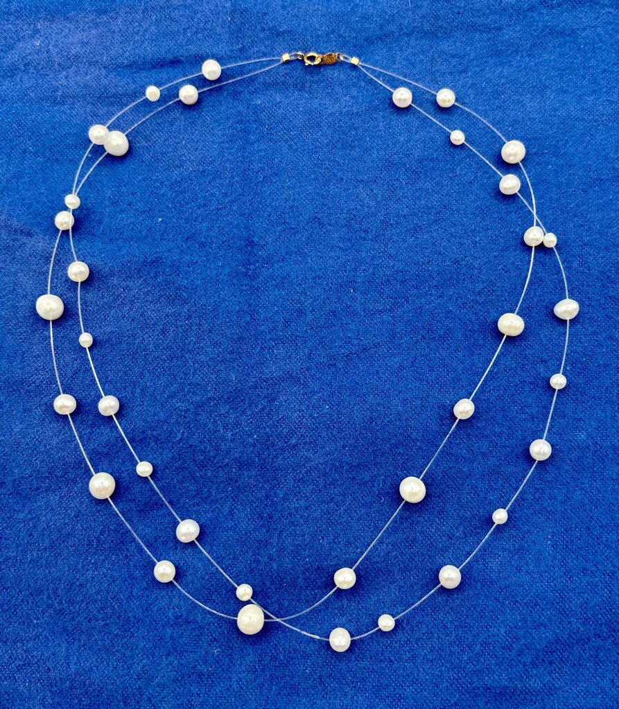 JCM Floating Pearl Necklace w/ 14K Clasp /j