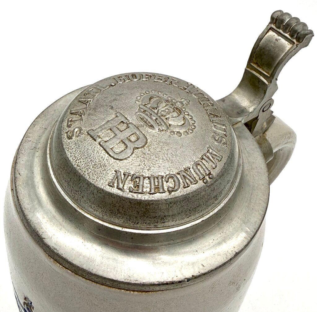 VTG Hofbrauhaus Munchen Salt Glaze Beer Stein With Pewter Lid