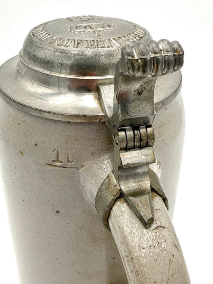 VTG Hofbrauhaus Munchen Salt Glaze Beer Stein With Pewter Lid